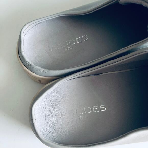 J Slides 'Alara' Women's  8 Slip On Sneaker Mule Gray Leather Clog Slide - Picture 6 of 11